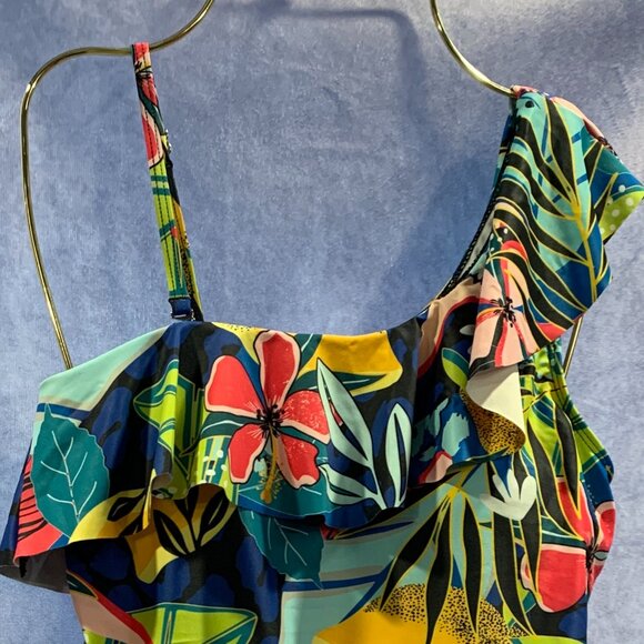 Yonique Two Piece One Shoulder Tankini Tummy Control Bathing Suit - Picture 3 of 9